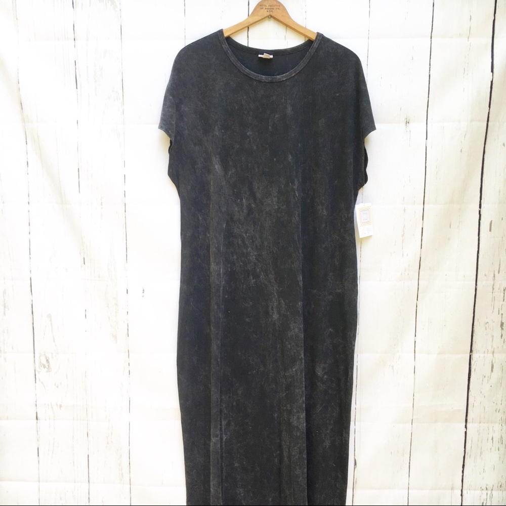 LuLaRoe Maria Maxi Dress Tie Dye Gray 3X 24 26 NEW